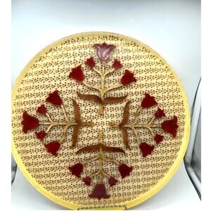 Vintage 1960s Large Lucite Trivet/Tray with a folk-art tulip design Boho acrylic